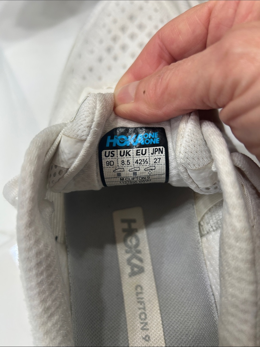 Hoka White Women's Running Sneakers Clifton 9 - Picture 6 of 7